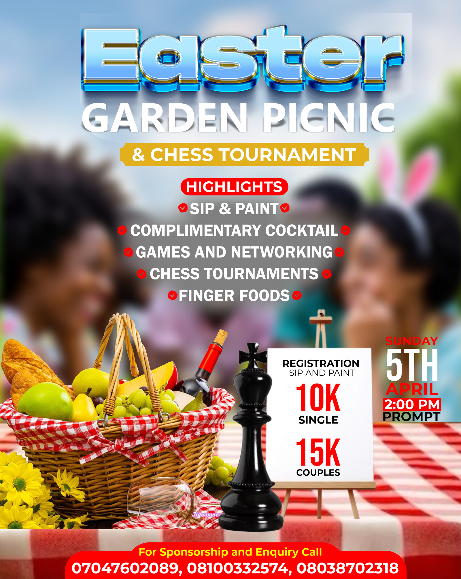 Easter Garden Picnic and Chess Tournament Sip & Paint session